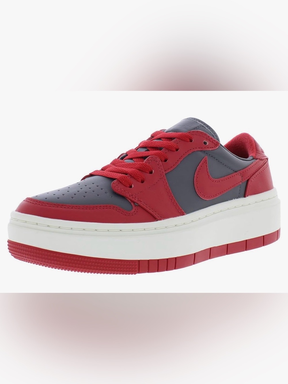 Size 6 Jordan’s Nike Kids collab Red and Gray Low-Top Sneakers with White Trim